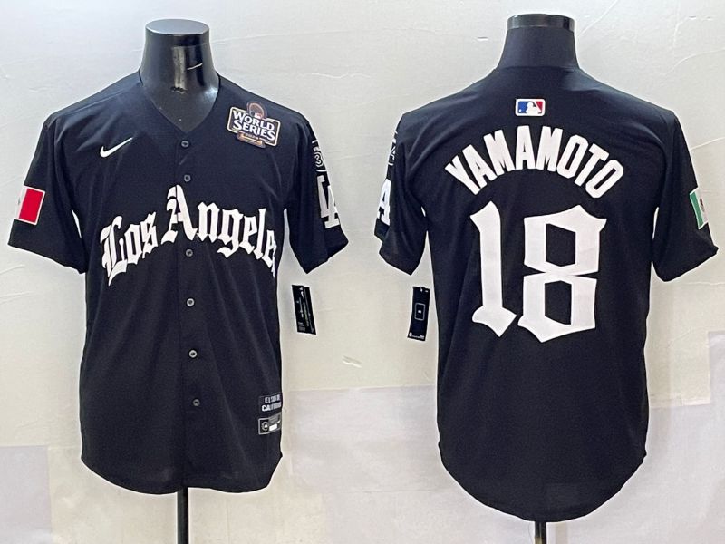 Men Los Angeles Dodgers #18 Yamamoto Black Five generations Joint Name 2025 Nike MLB Jersey style 7->los angeles dodgers->MLB Jersey